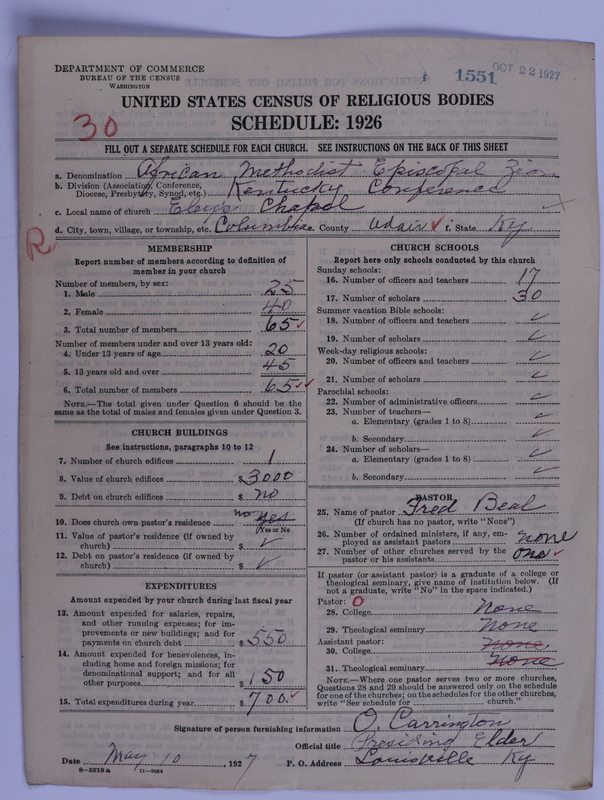 Scan of African Methodist Episcopal Zion Church: 1551