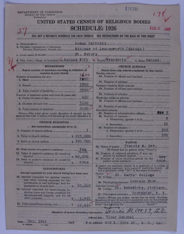 Scan of Roman Catholic Church: 1939
