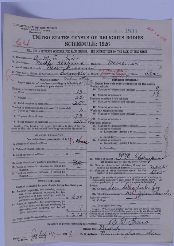 Scan of African Methodist Episcopal Zion Church: 1833