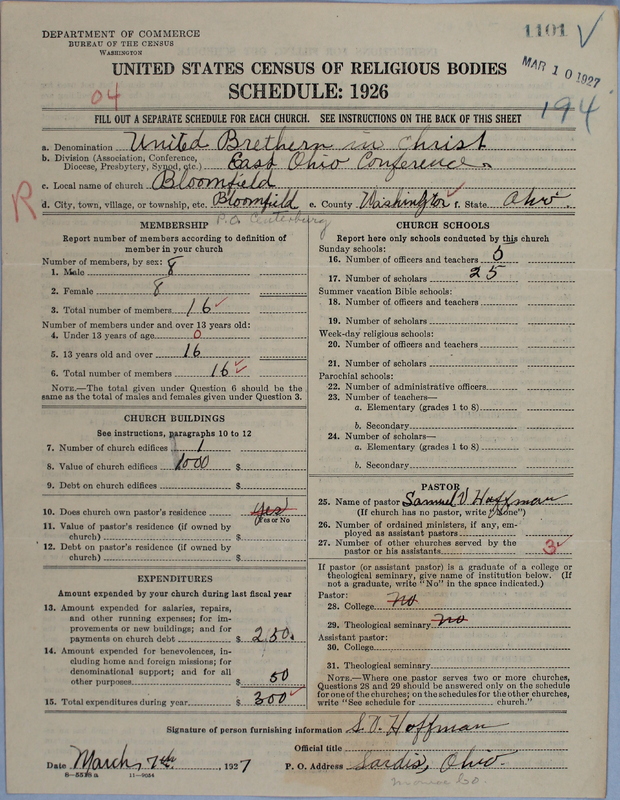 Scan of Church of the United Brethren in Christ: 1101