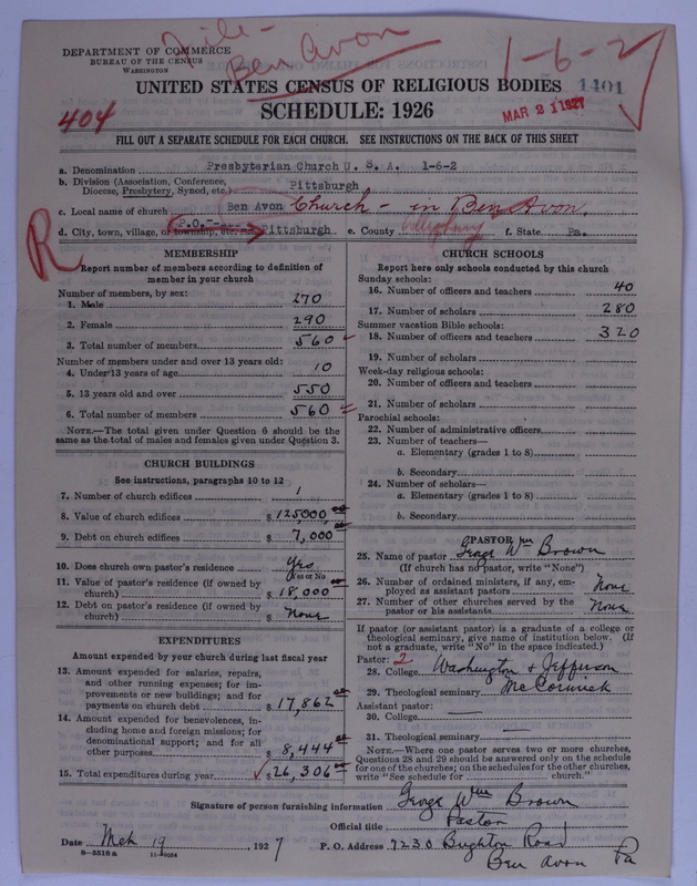 Scan of Presbyterian Church in the United States of America: 1401