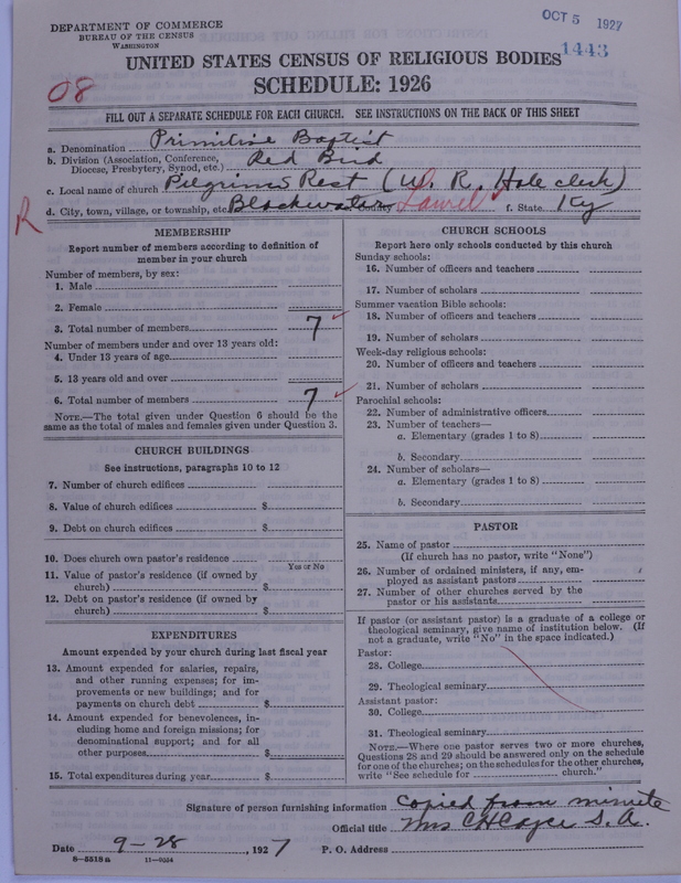 Scan of Primitive Baptists: 1443