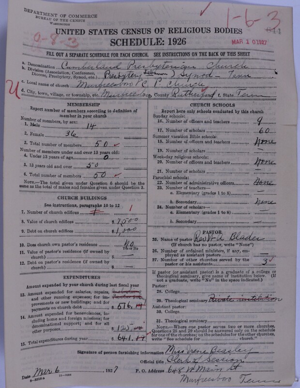 Scan of Cumberland Presbyterian Church: 644