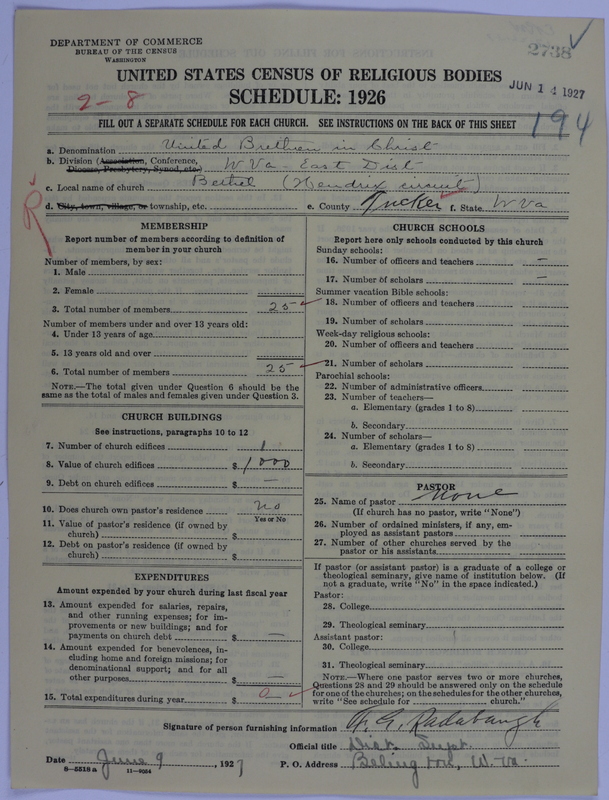 Scan of Church of the United Brethren in Christ: 2738