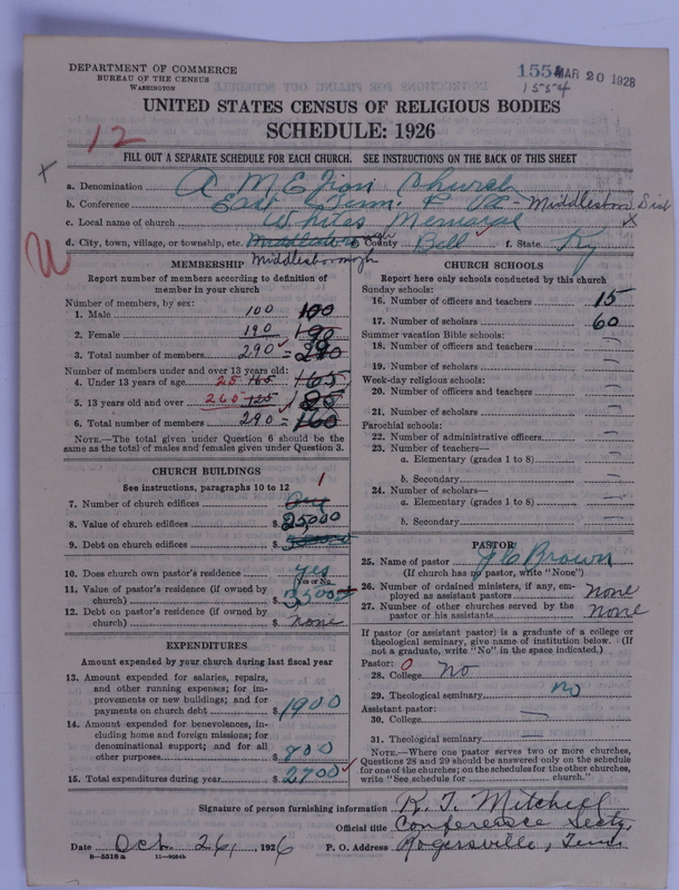 Scan of African Methodist Episcopal Zion Church: 1554