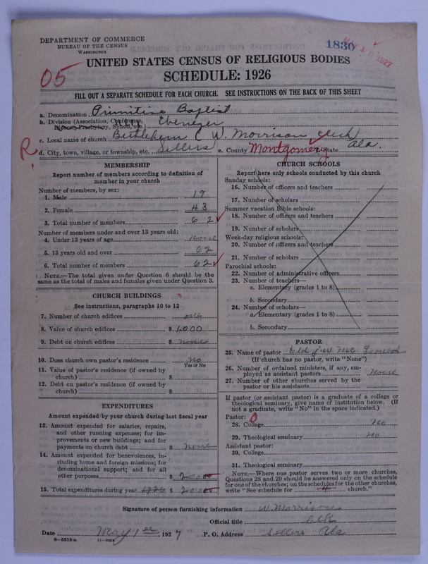 Scan of Primitive Baptists: 1830