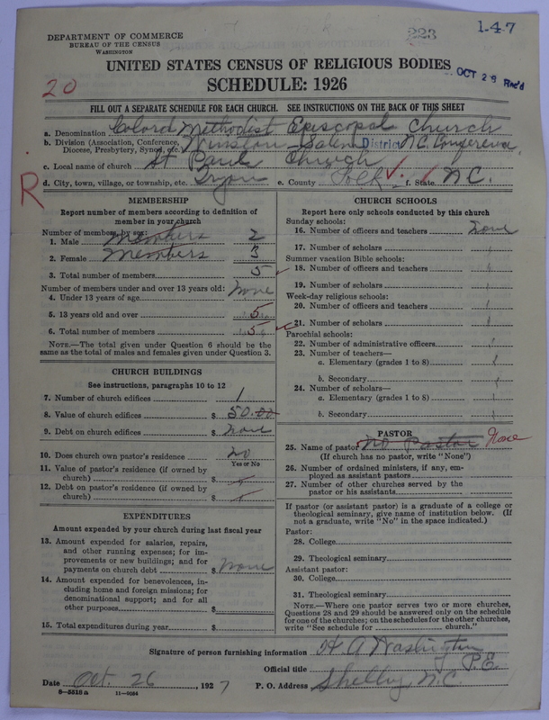 Scan of Colored Methodist Episcopal Church: 223