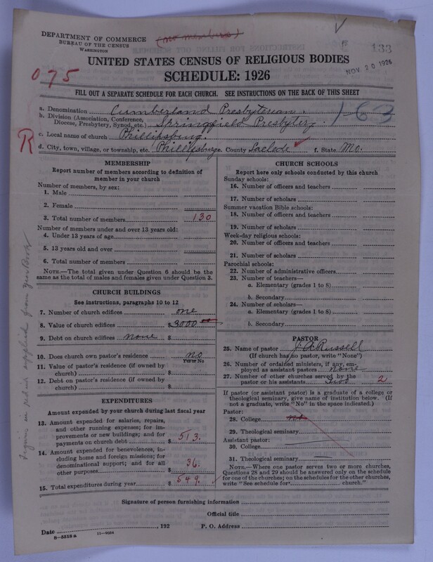 Scan of Cumberland Presbyterian Church: 133