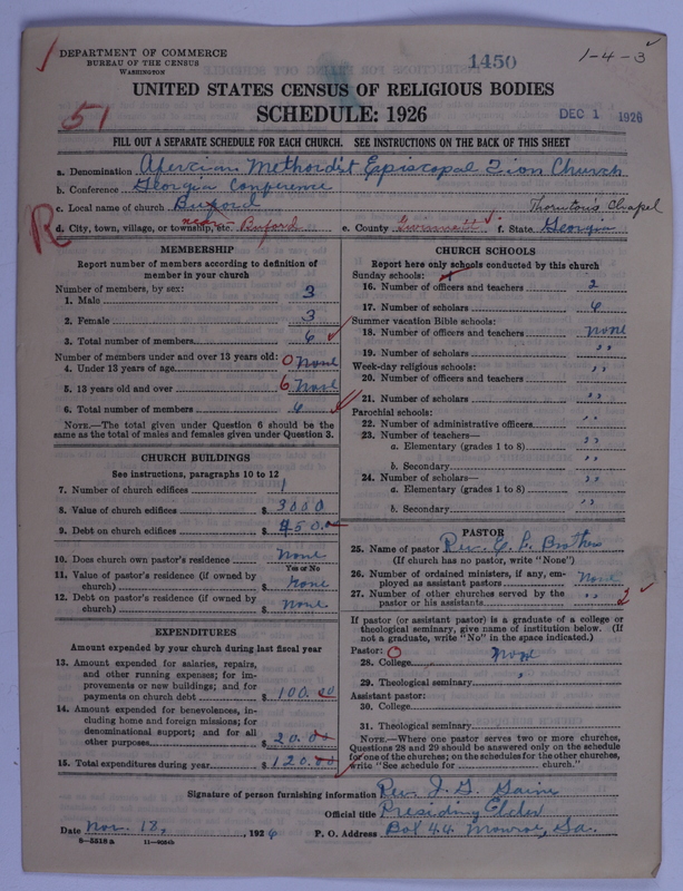 Scan of African Methodist Episcopal Zion Church: 1450