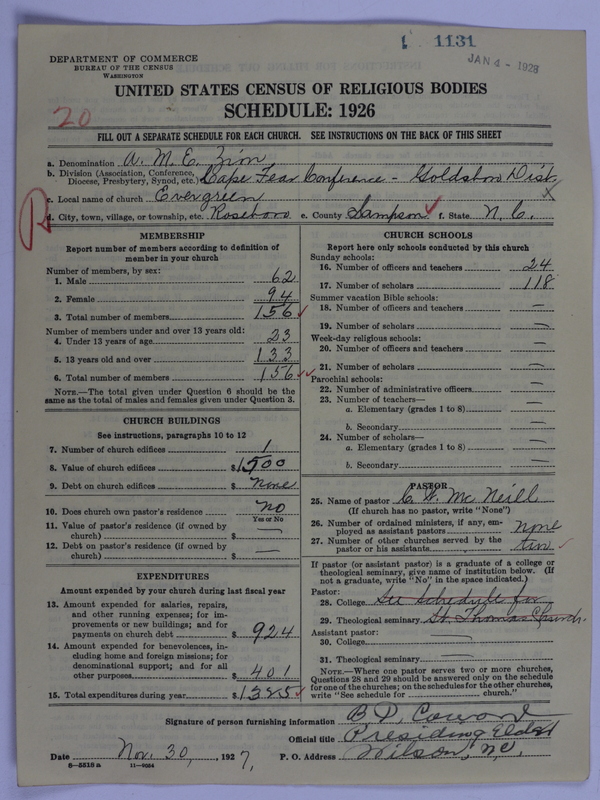 Scan of African Methodist Episcopal Zion Church: 1131