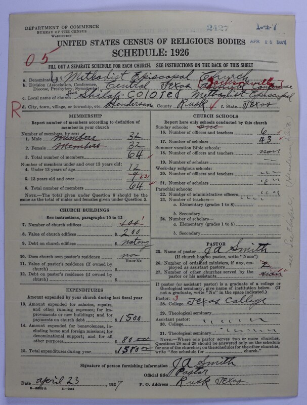 Scan of Colored Methodist Episcopal Church: 2427