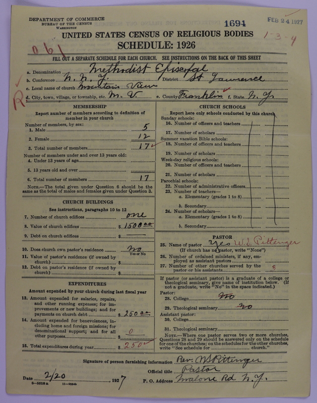Scan of Methodist Episcopal Church: 1694
