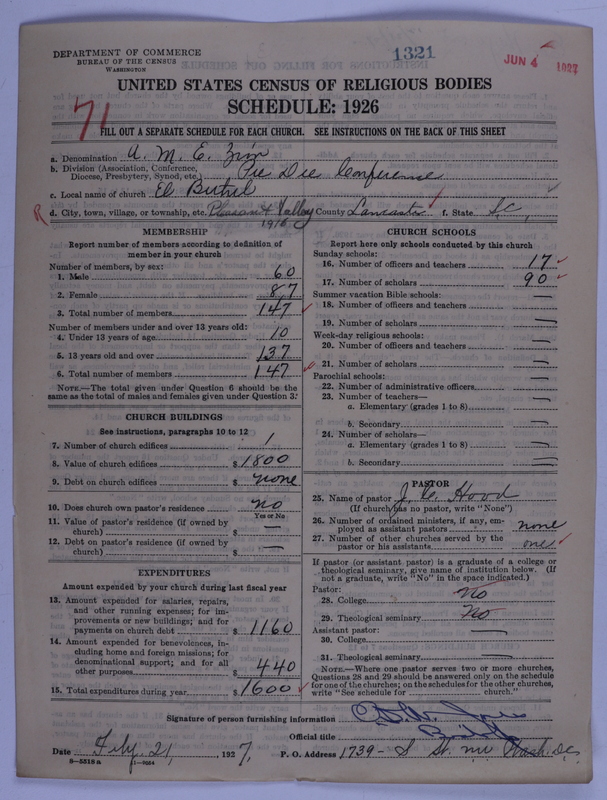 Scan of African Methodist Episcopal Zion Church: 1321
