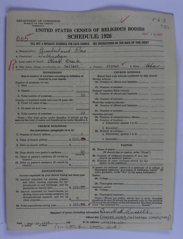 Scan of Cumberland Presbyterian Church: 745
