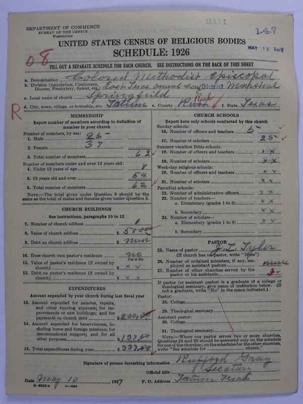 Scan of Colored Methodist Episcopal Church: 2411