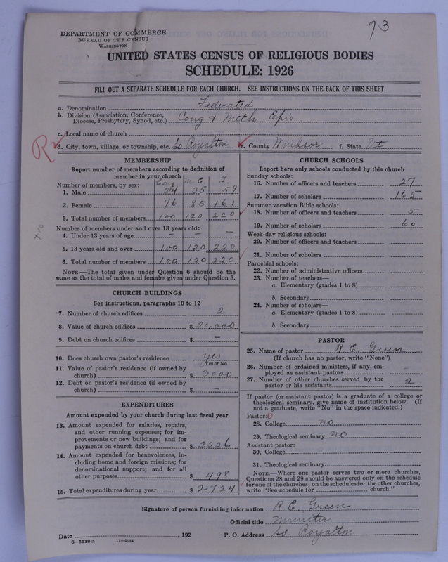 Scan of Federated Churches: 73