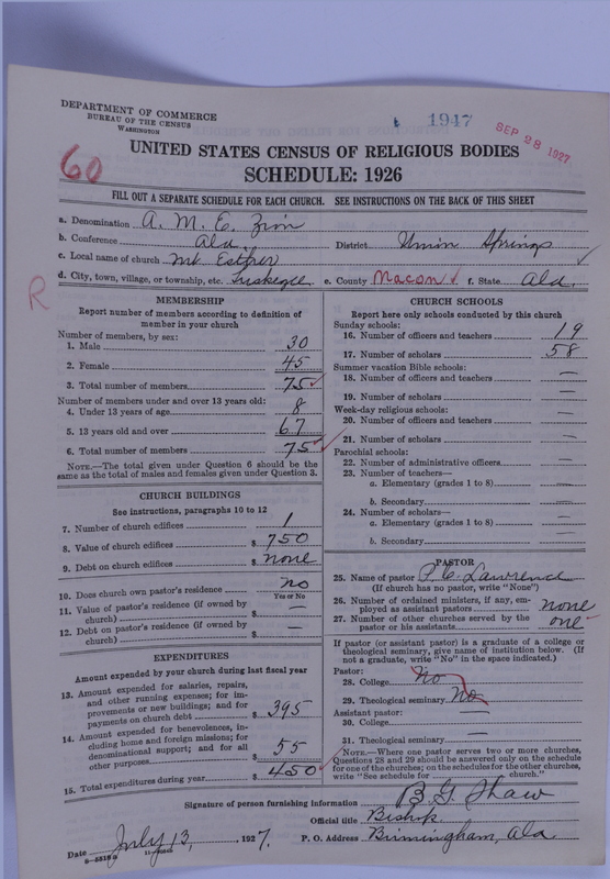 Scan of African Methodist Episcopal Zion Church: 1947