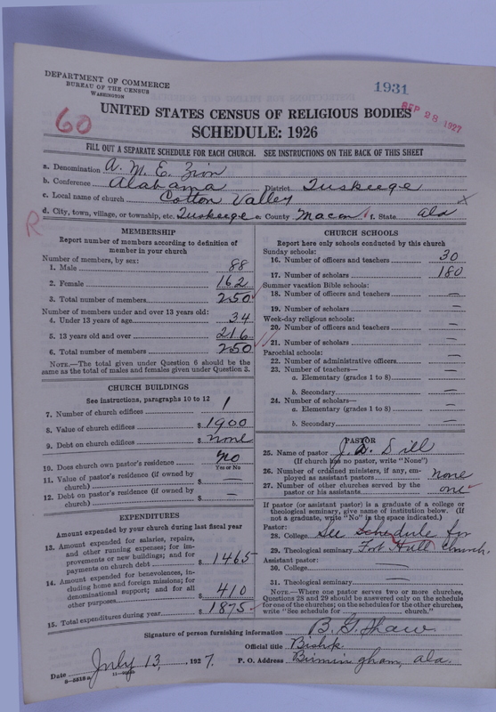 Scan of African Methodist Episcopal Zion Church: 1931