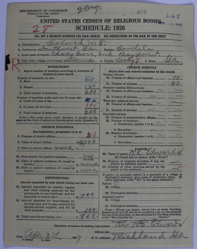 Scan of Colored Methodist Episcopal Church: 401