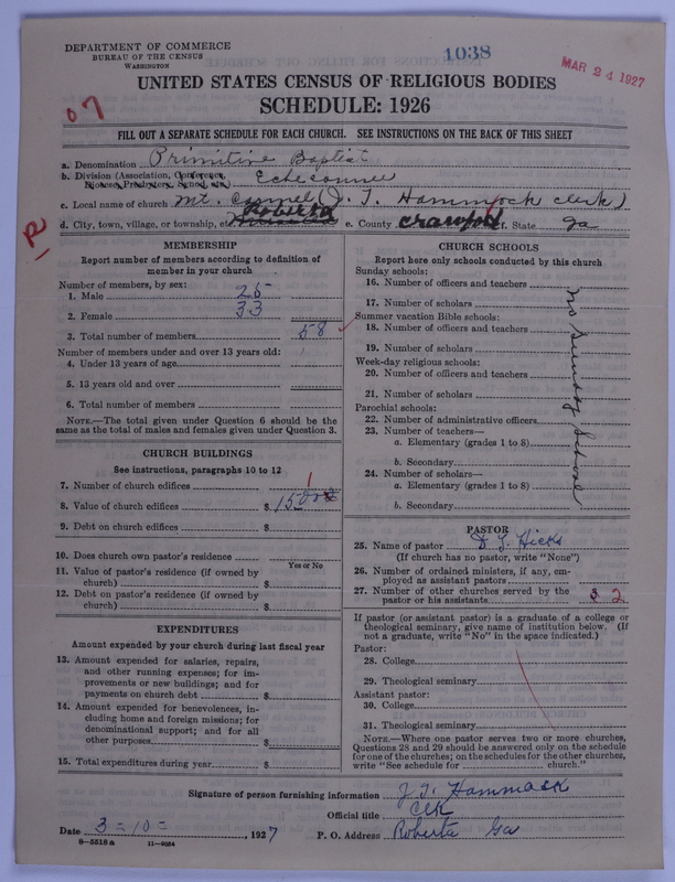 Scan of Primitive Baptists: 1038