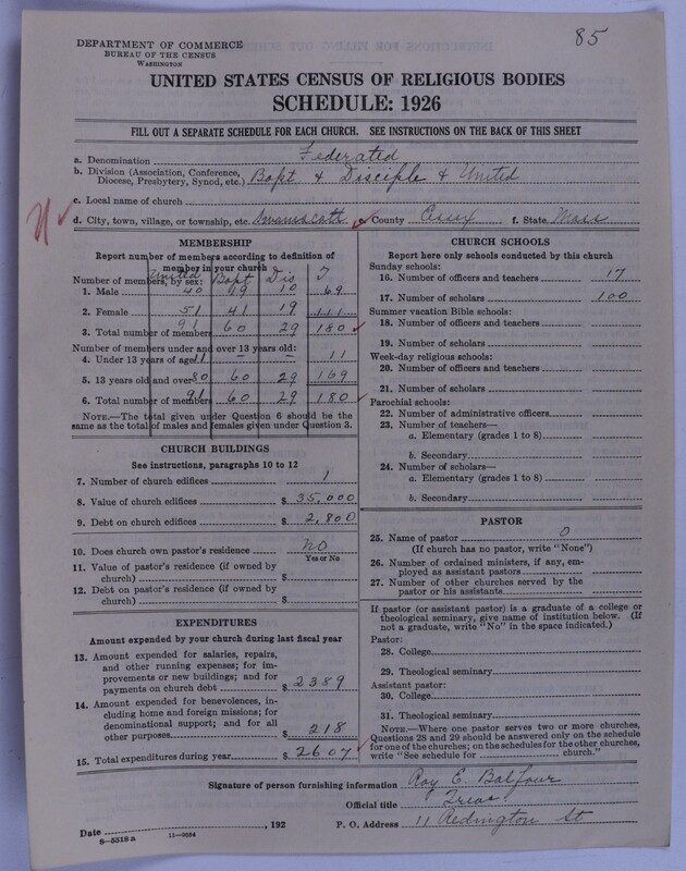 Scan of Federated Churches: 85