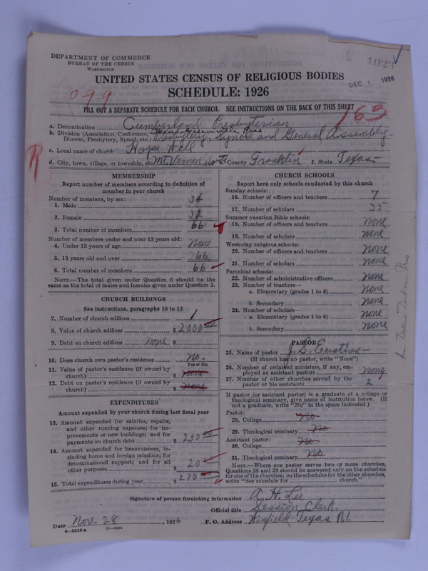 Scan of Cumberland Presbyterian Church: 1023