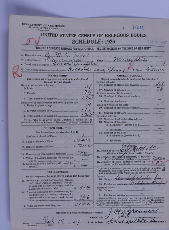 Scan of African Methodist Episcopal Zion Church: 1621