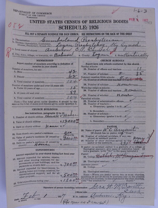 Scan of Cumberland Presbyterian Church: 289