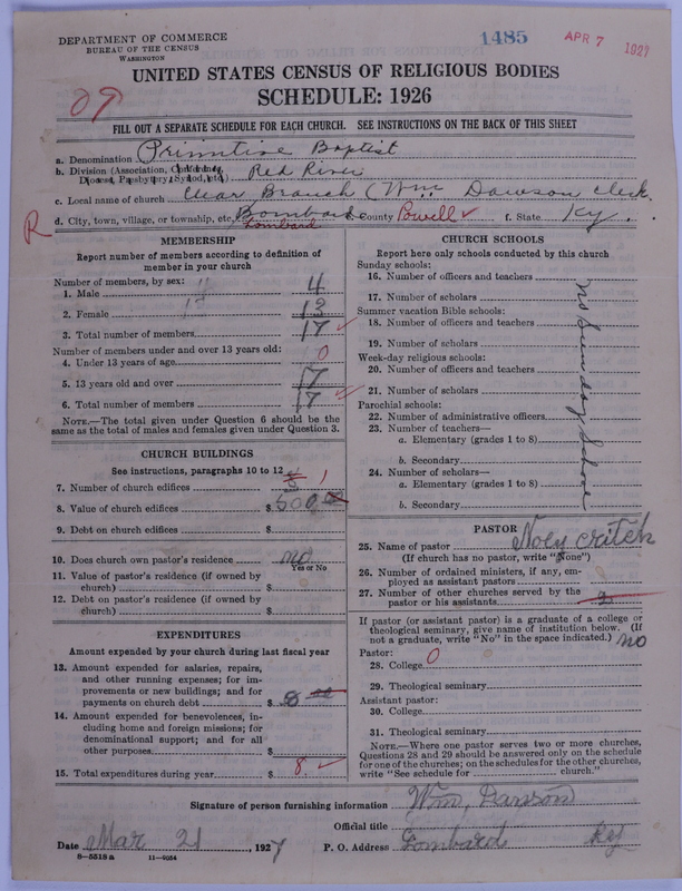 Scan of Primitive Baptists: 1485
