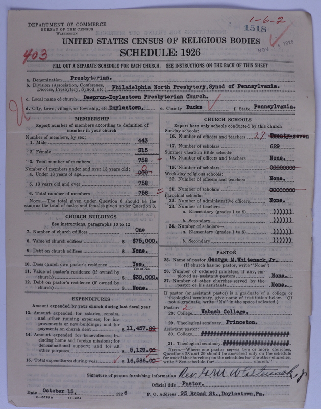 Scan of Presbyterian Church in the United States of America: 1518