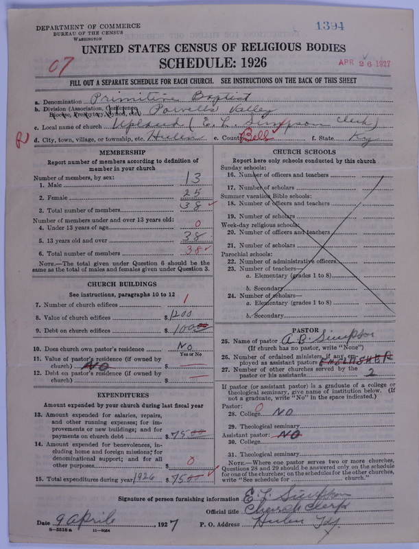 Scan of Primitive Baptists: 1394