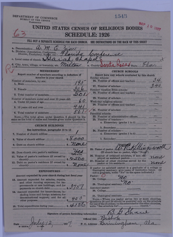 Scan of African Methodist Episcopal Zion Church: 1543