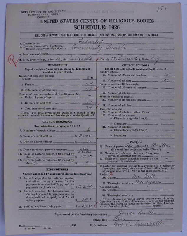 Scan of Federated Churches: 151
