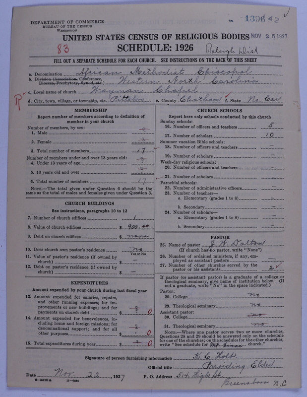 Scan of African Methodist Episcopal Church: 1396