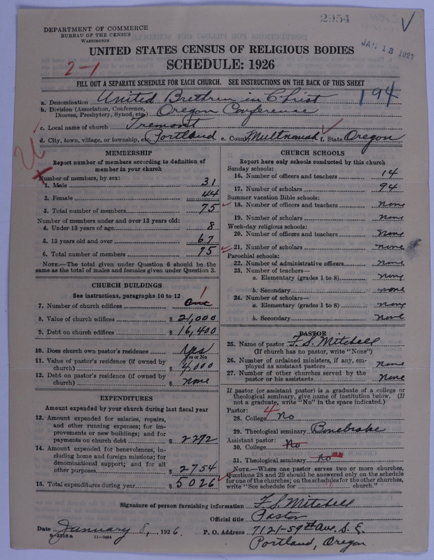 Scan of Church of the United Brethren in Christ: 2954