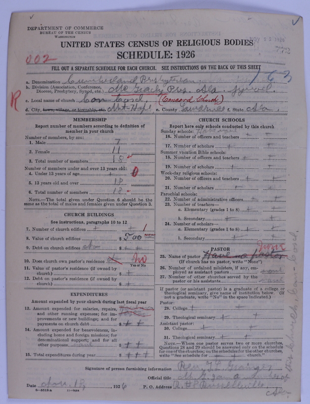 Scan of Cumberland Presbyterian Church: 772