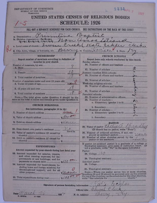 Scan of Primitive Baptists: 1434