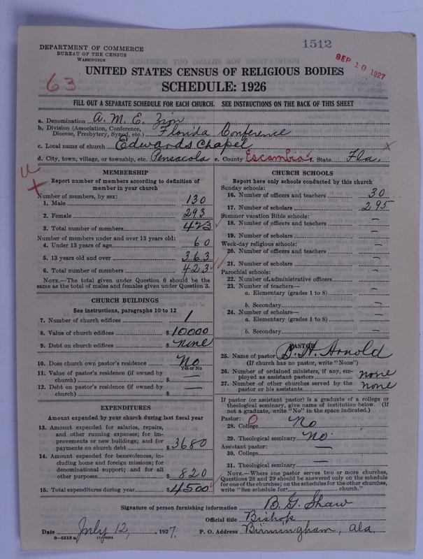 Scan of African Methodist Episcopal Zion Church: 1512