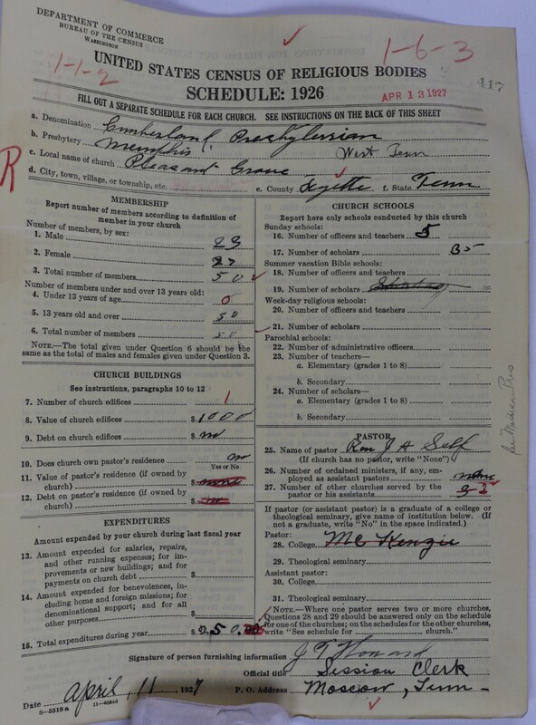 Scan of Cumberland Presbyterian Church: 417