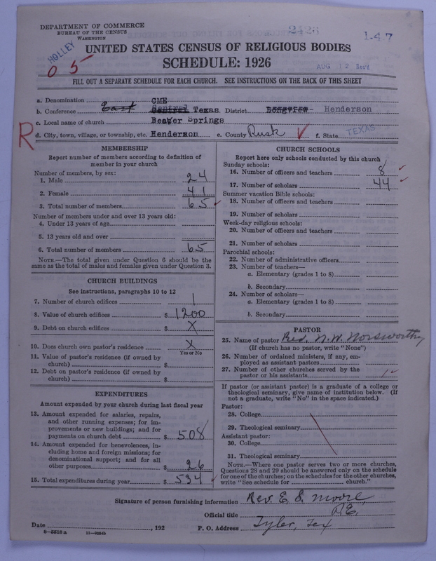 Scan of Colored Methodist Episcopal Church: 2426