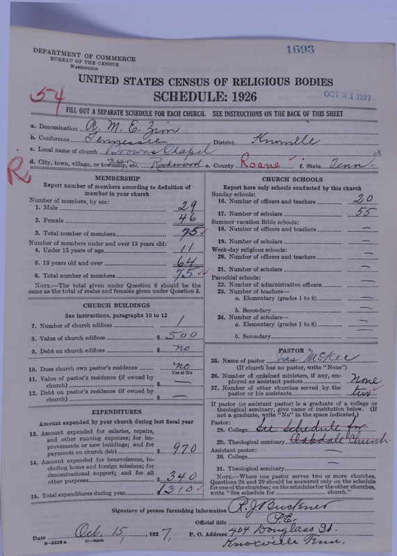 Scan of African Methodist Episcopal Zion Church: 1693