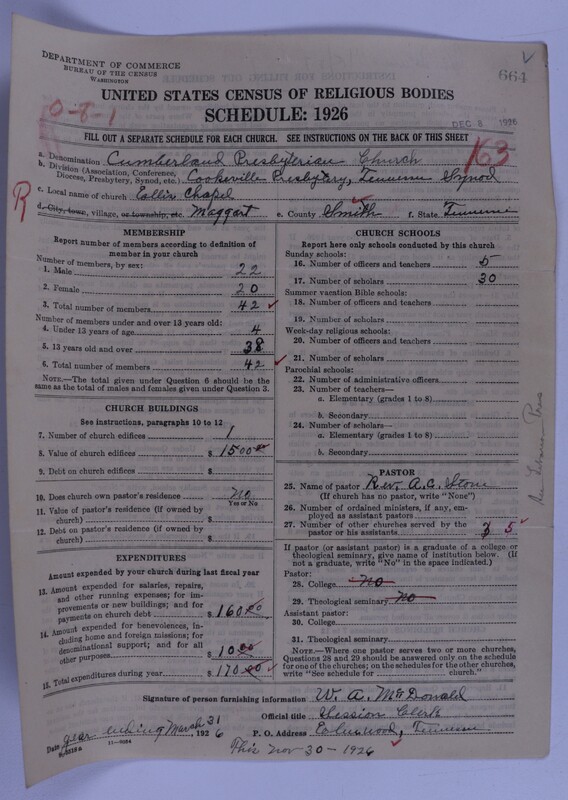 Scan of Cumberland Presbyterian Church: 664