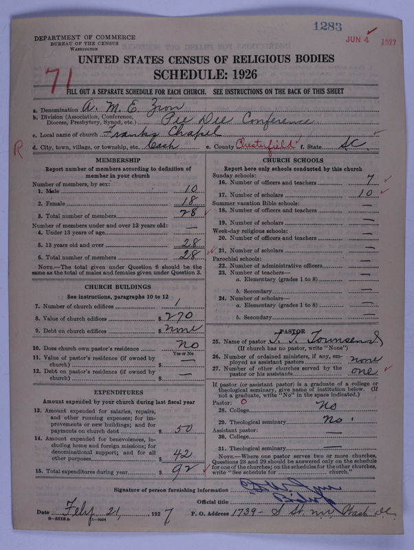 Scan of African Methodist Episcopal Zion Church: 1283