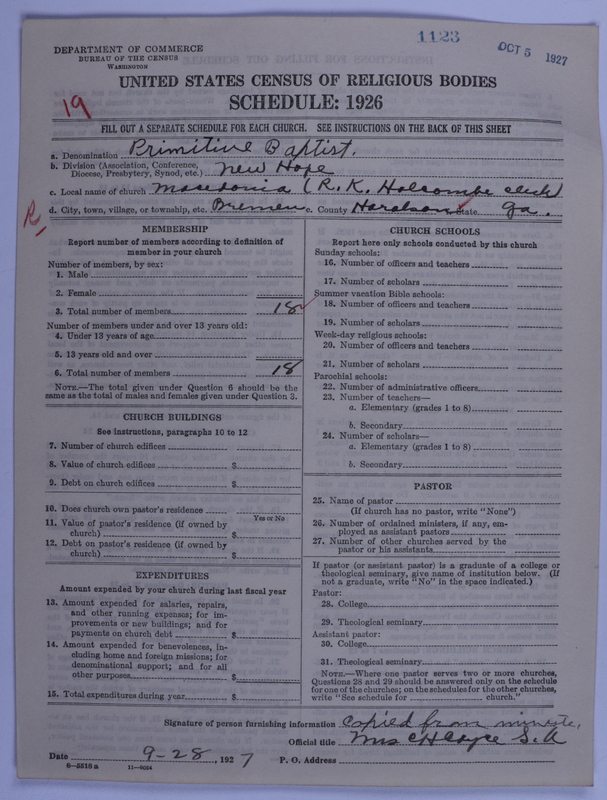 Scan of Primitive Baptists: 1123