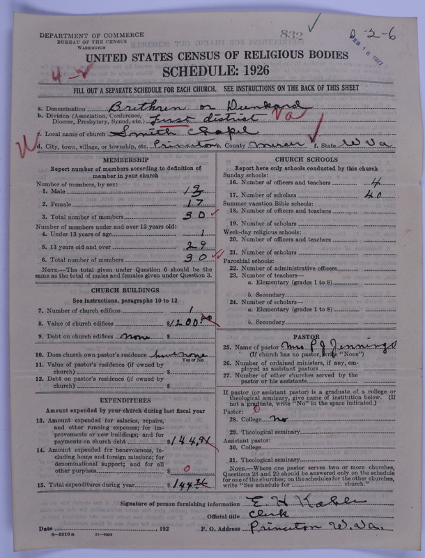 Scan of Church of the Brethren (Conservative Dunkers): 832
