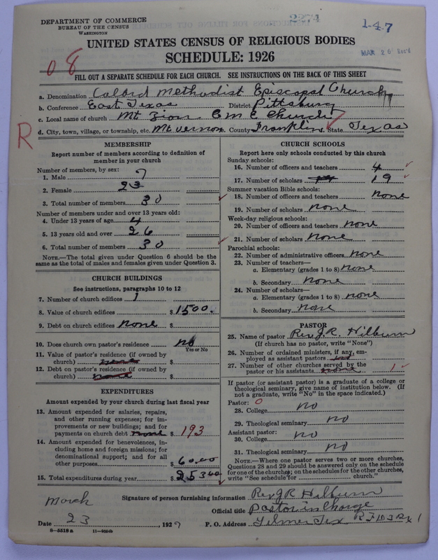Scan of Colored Methodist Episcopal Church: 2274