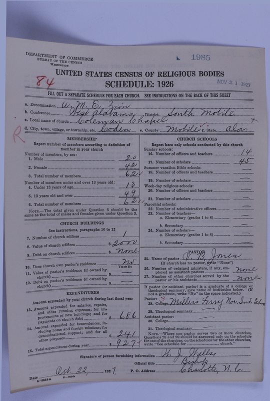 Scan of African Methodist Episcopal Zion Church: 1985