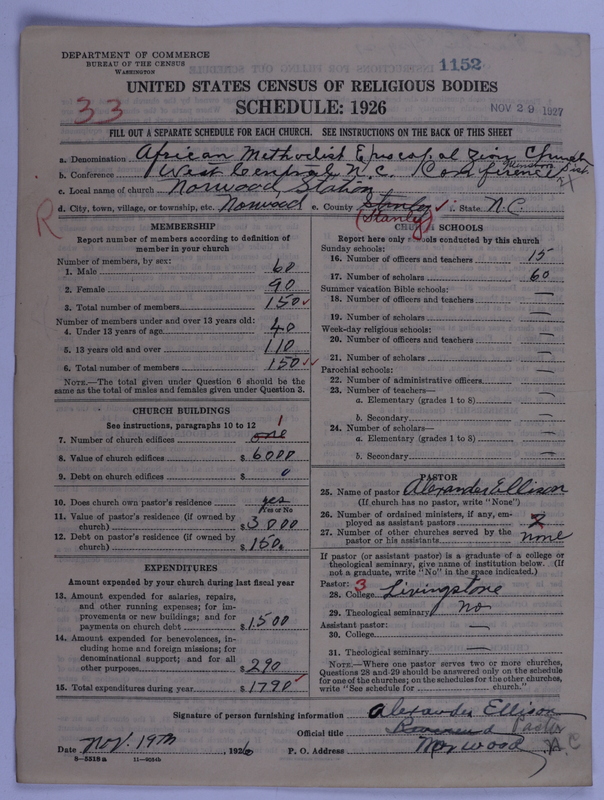 Scan of African Methodist Episcopal Zion Church: 1152