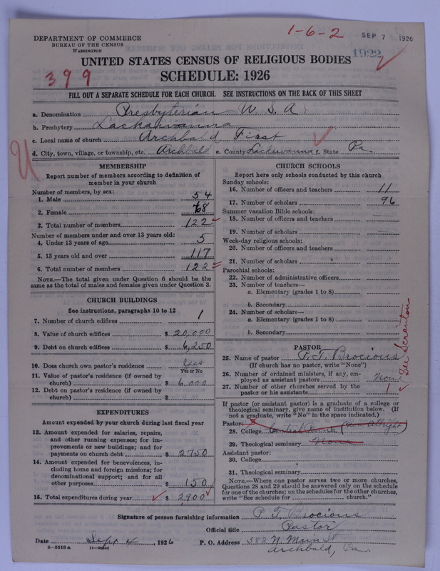 Scan of Presbyterian Church in the United States of America: 1922