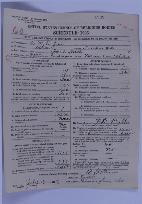 Scan of African Methodist Episcopal Zion Church: 1932
